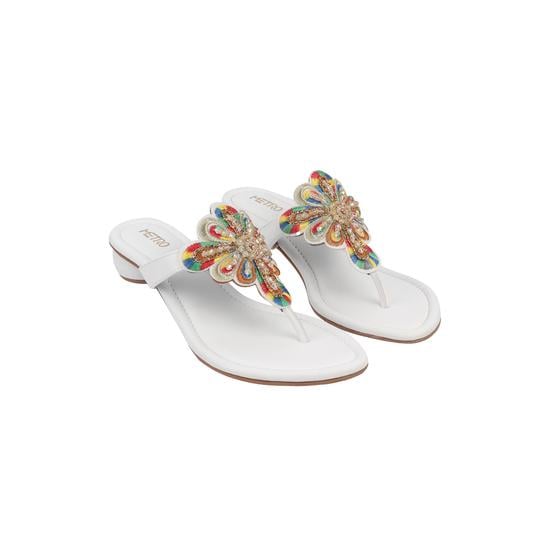 Women White Ethnic Slip Ons