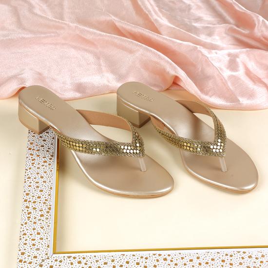 Women Gold Casual Slippers
