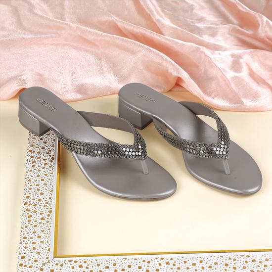 Women Gun-metal Casual Slippers