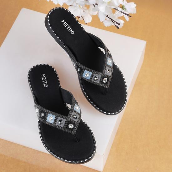 Women Black Casual Slippers