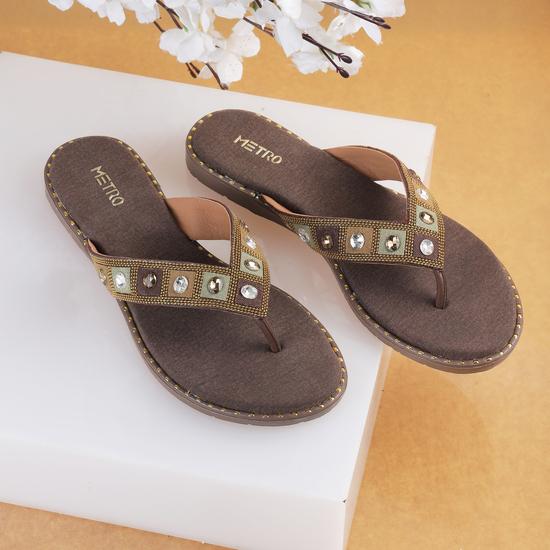 Women Brown Casual Slippers