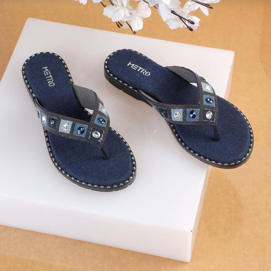 Women Blue Casual Slippers