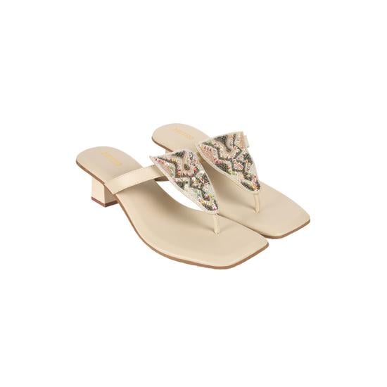 Women Beige Ethnic Slip Ons