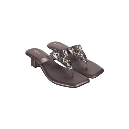 Women Gun-metal Casual Sandals