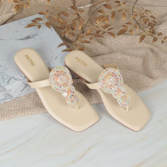 Women Beige Casual Slippers