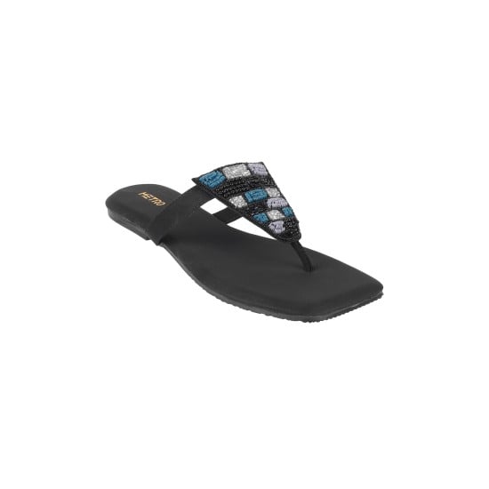 Women Black Ethnic Slip Ons