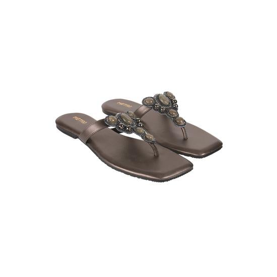 Women Gun-metal Casual Sandals