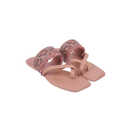 Women Peach Ethnic Slip Ons