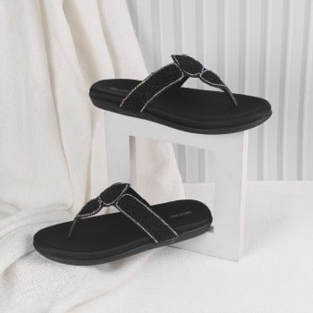 Walkway Women Black Casual Slippers(SKU: 32-989-11-39)