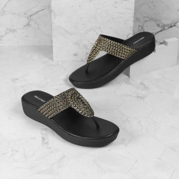 Walkway Women Black Casual Slippers(SKU: 32-993-11-37)