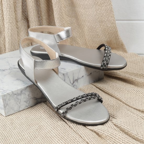 Women Silver Casual Sandals