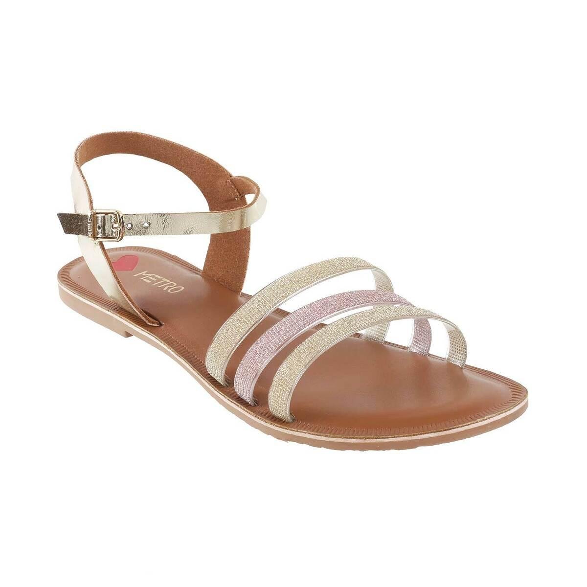 Buy Women Gold Casual Sandals Online | SKU: 33-1065-15-36-Metro Shoes