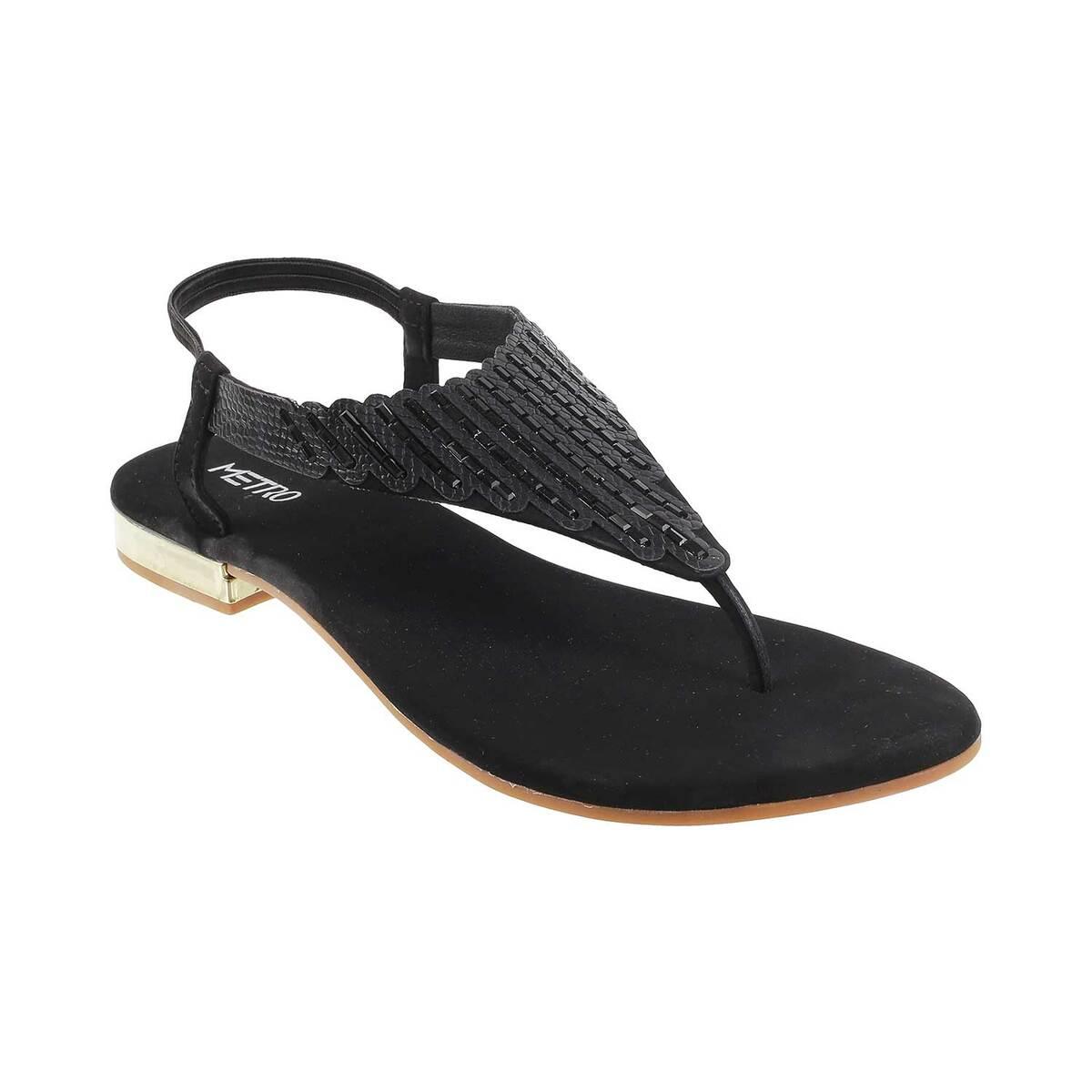 metro black thong sandals