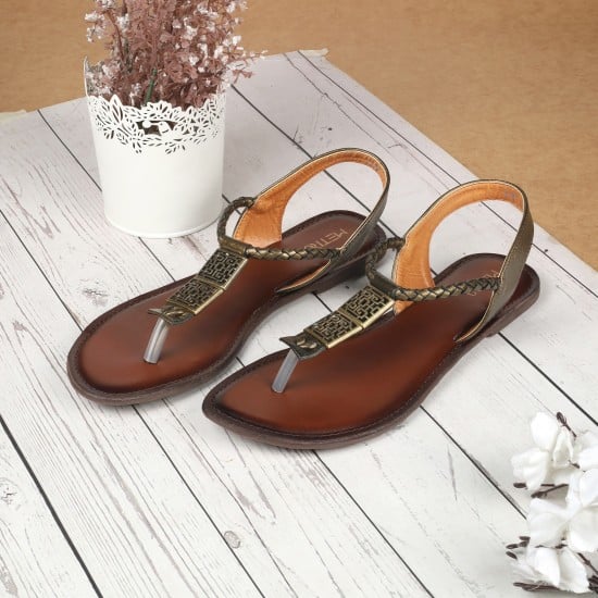 Women Bronze Casual Sandals