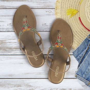 Metro Women Antic-gold Casual Sandals(SKU: 33-1197-28-36)