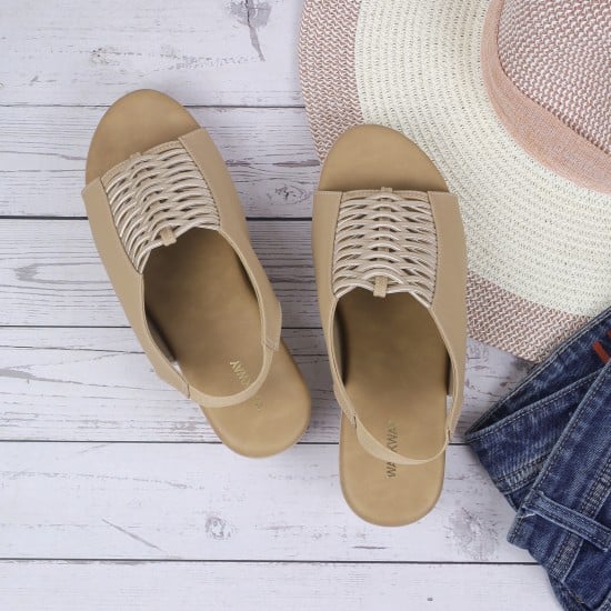 Women Beige-red Casual Sandals