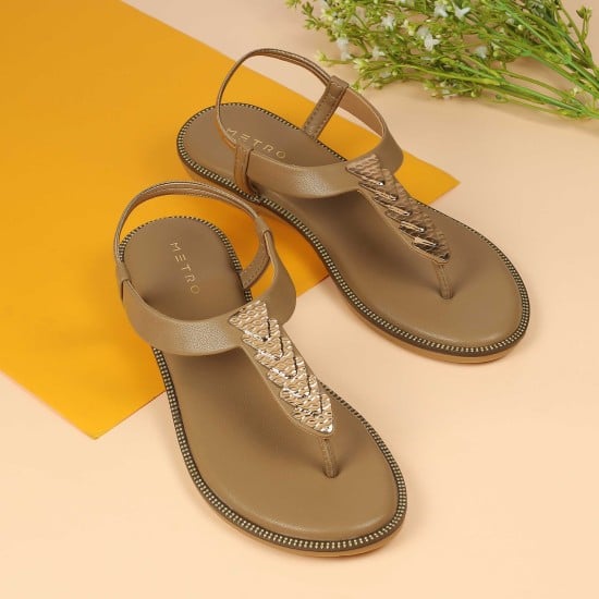 Women Beige-red Casual Sandals