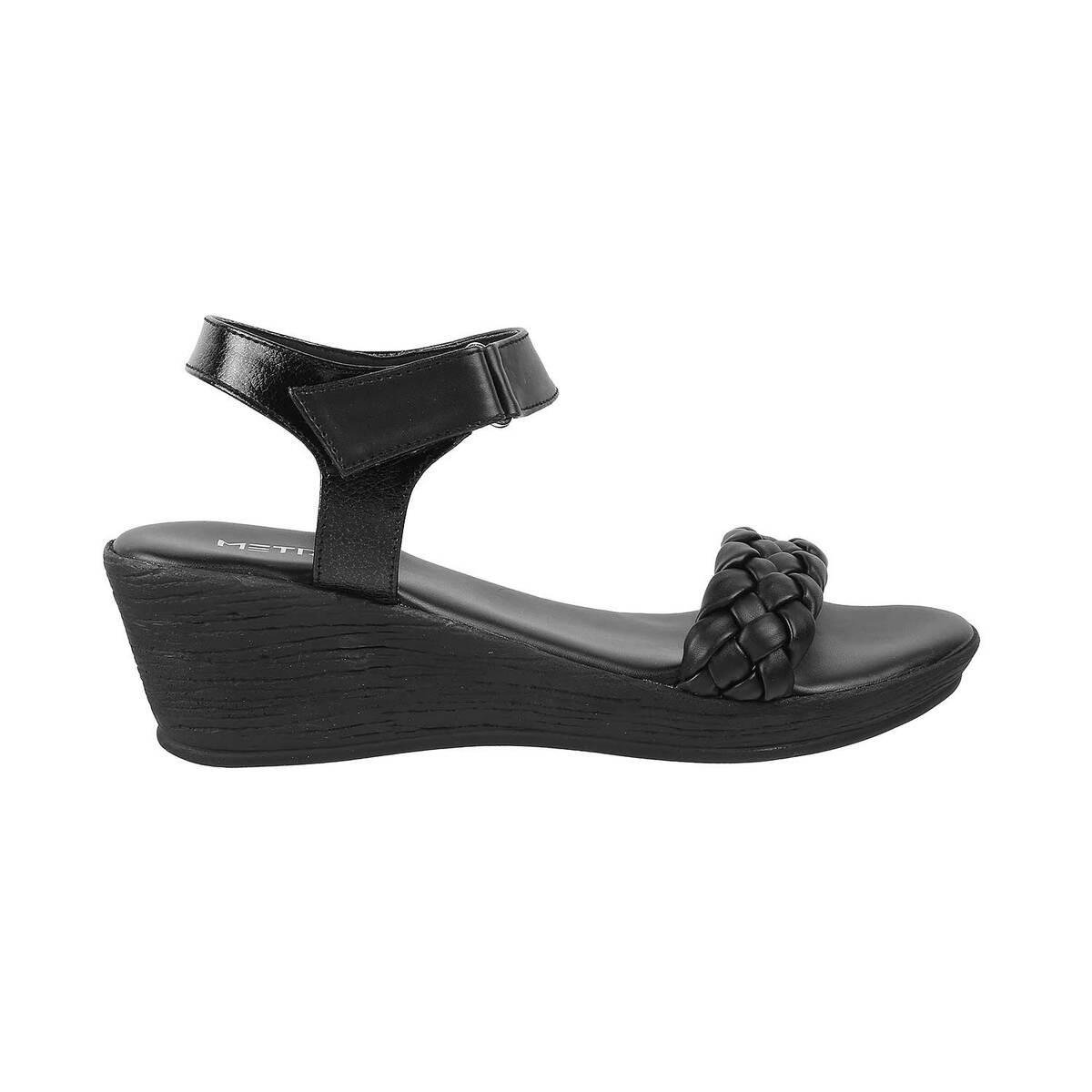 Buy online Black Back Strap Wedge from heels for Women by Truffle  Collection for ₹1499 at 40% off | 2024 Limeroad.com