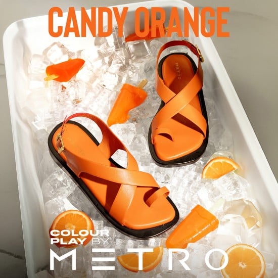 Women Orange Casual Sandals