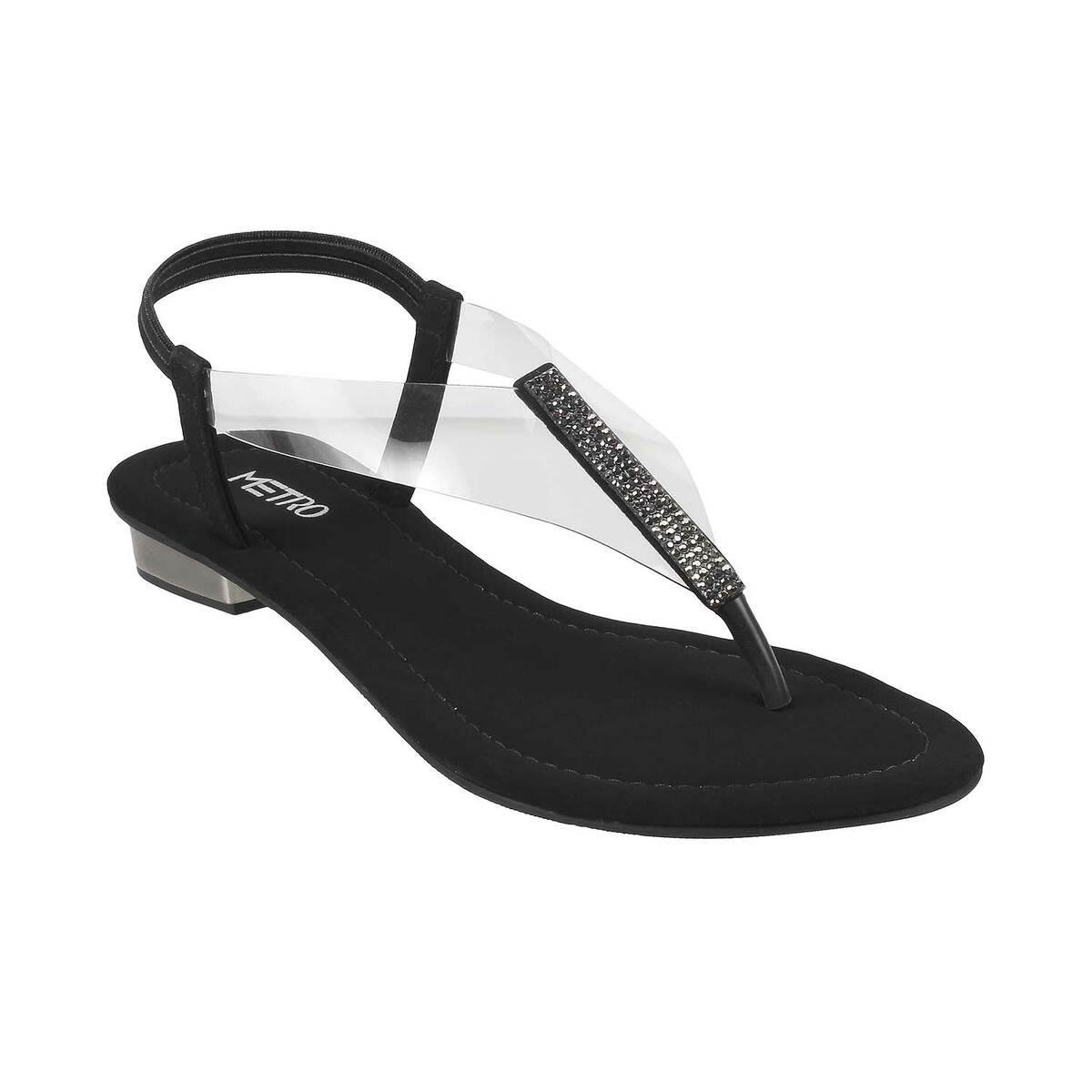 Buy Metro Women's Black Comfort Sandals from top Brands at Best Prices  Online in India | Tata CLiQ