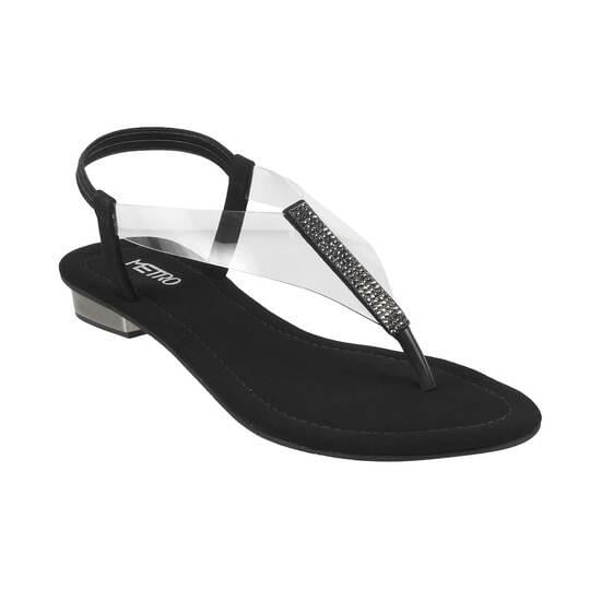 Buy Latest Black Strappy Flat Sandals In India | Londonrag.In