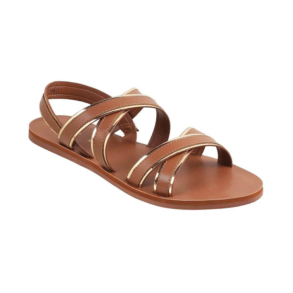 Buy Inc.5 Gold Flat Casual Sandals Online at best price at TataCLiQ