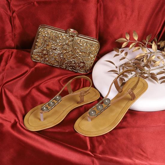 Women Antic-gold Casual Sandals