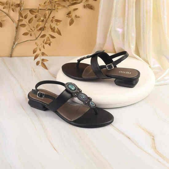 Women Black Ethnic Sandals