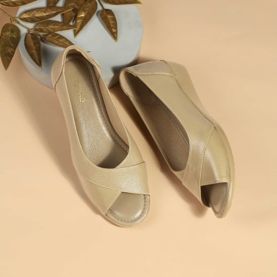 Women Beige Casual Peep Toes