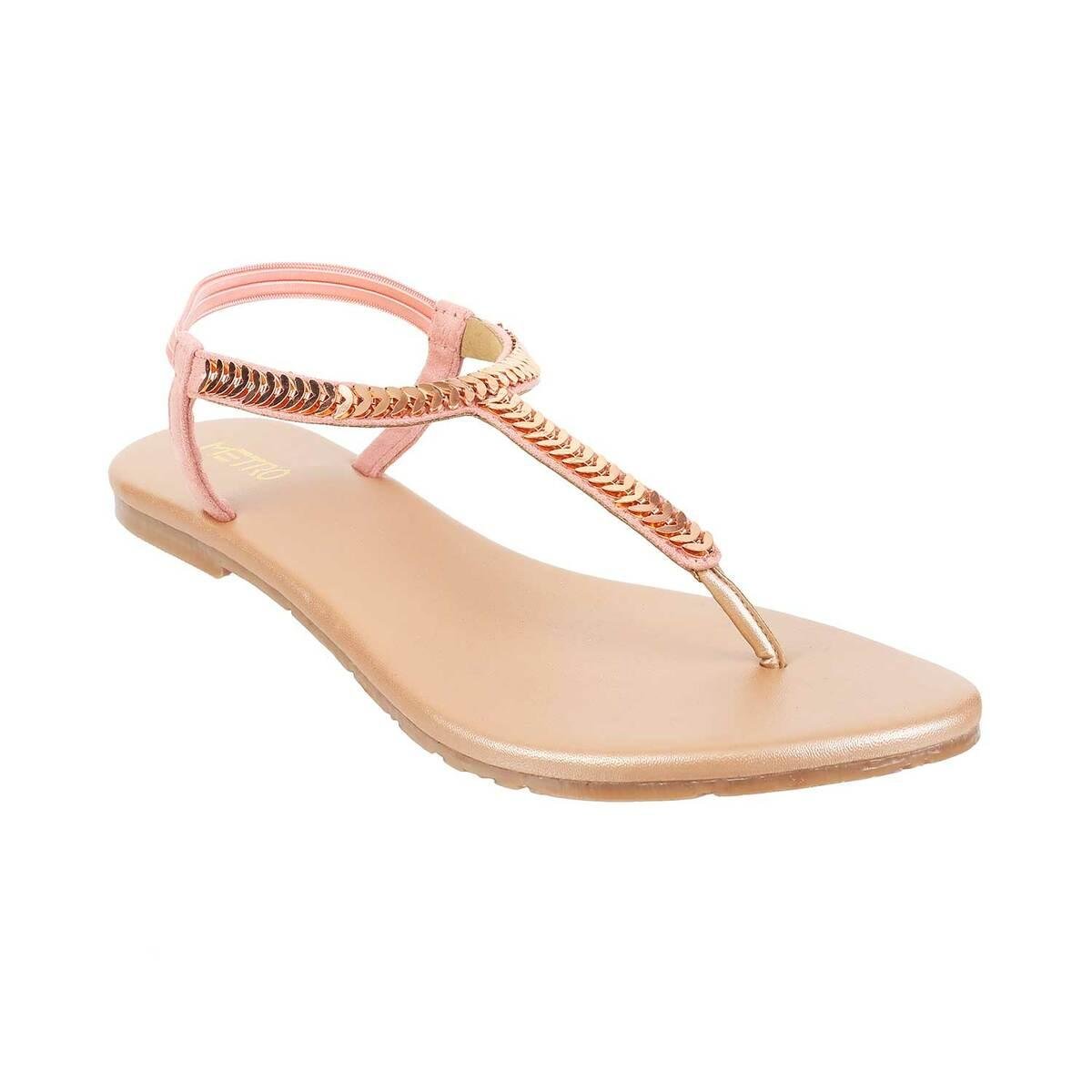 Buy Women Rose-Gold Casual Sandals Online | SKU: 33-96-52-36-Metro Shoes
