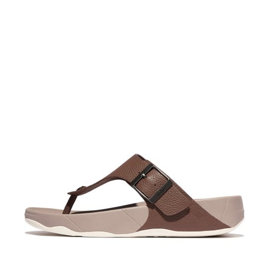 Trakk Ii Mens Buckle Tumble-Leather T-Post Sandals