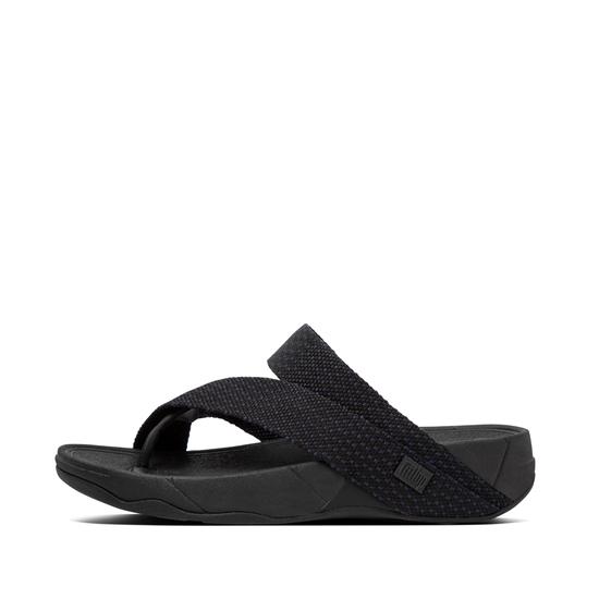 FitFlop TRAKK II Mens Toe Post Sandals All Black | Shuperb.com