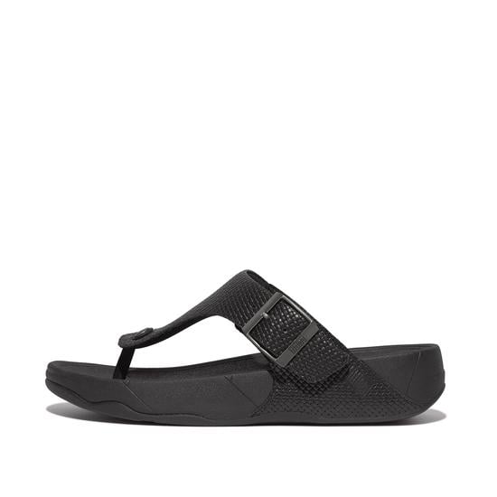 Trakk II Mens Buckle Weave Leather Toe-Thongs