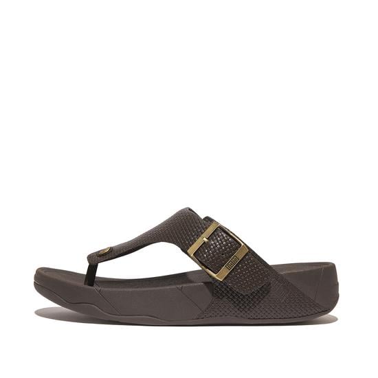 Trakk II Mens Buckle Weave Leather Toe-Thongs