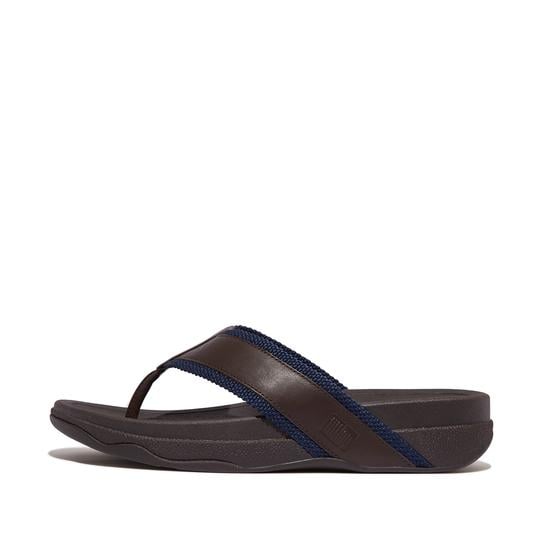 Surfer Men Webbing Leather Toe-Post Sandals