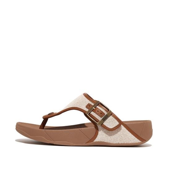 Trakk II Mens Buckle Two-Tone Canvas Toe-Thongs