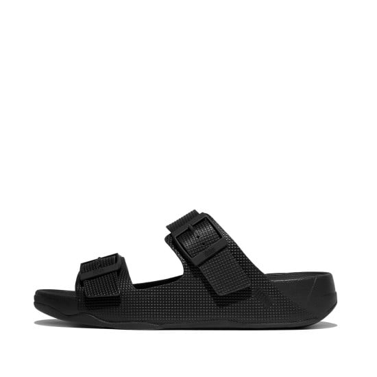 Gogh Moc Mens Buckle Embossed-Leather Slides