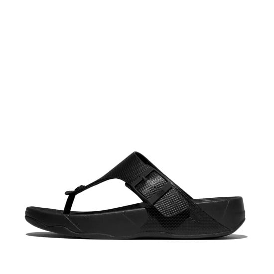 Trakk Mens Buckle Embossed-Leather T-Post Sandals