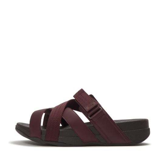 Adonis Mens Adjustable Leather-Webbing Slides