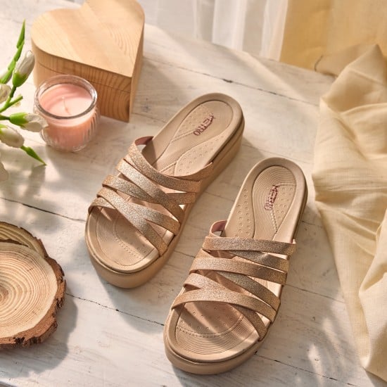 Women Rose-Gold Casual Slip Ons