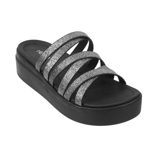 Women Gun-Metal Casual Slip Ons