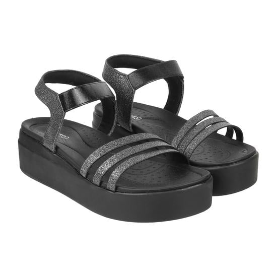 Women Gun-Metal Casual Sandals