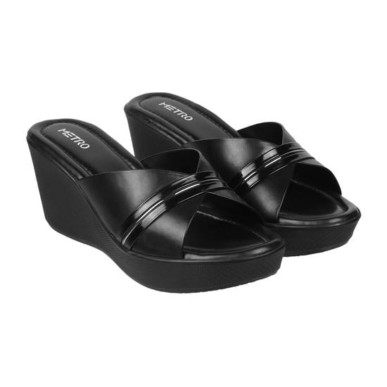 Women Black Casual Slip Ons