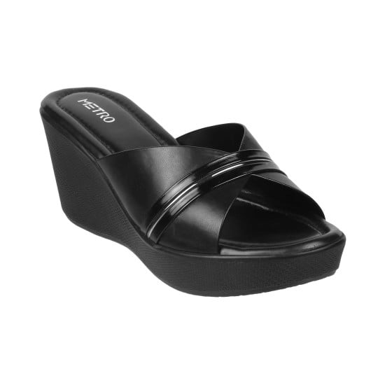 Women Black Casual Slip Ons