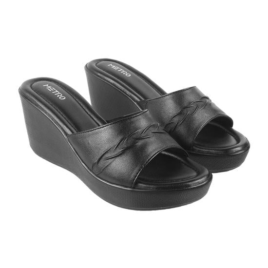 Women Black Casual Slip Ons