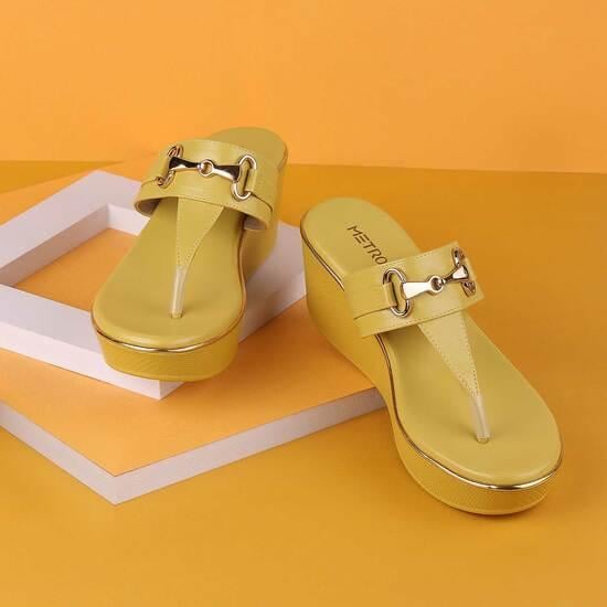 Women Yellow Casual Slip Ons