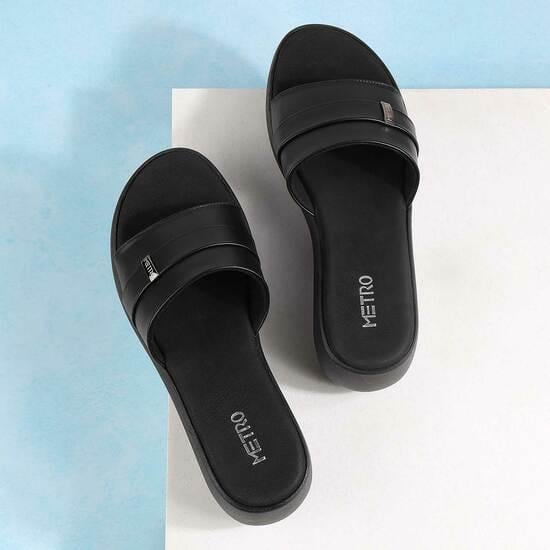 Women Black Casual Slip Ons