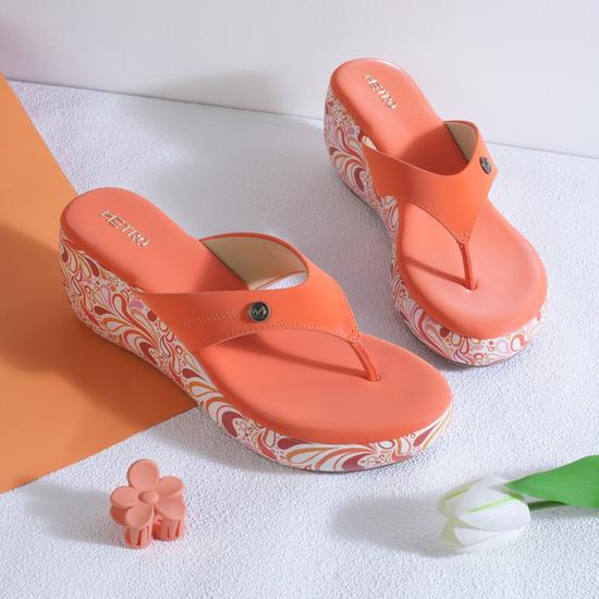 Women Orange Casual Slippers