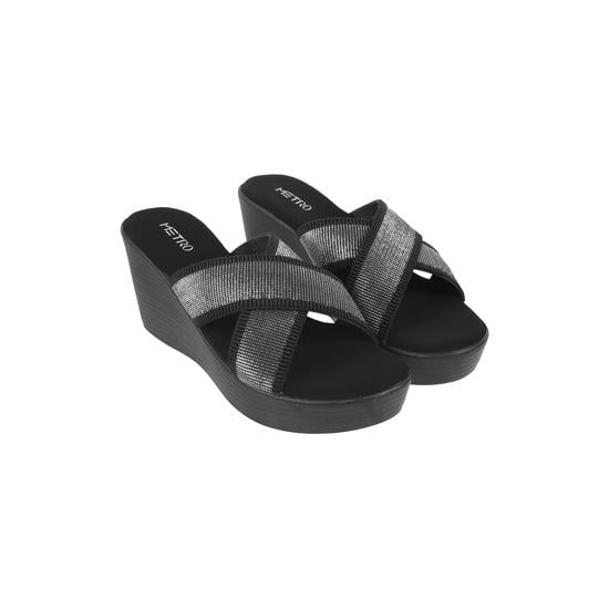 Women Black Casual Slippers