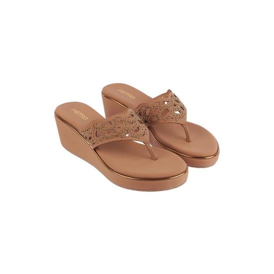 Women Tan Casual Slippers